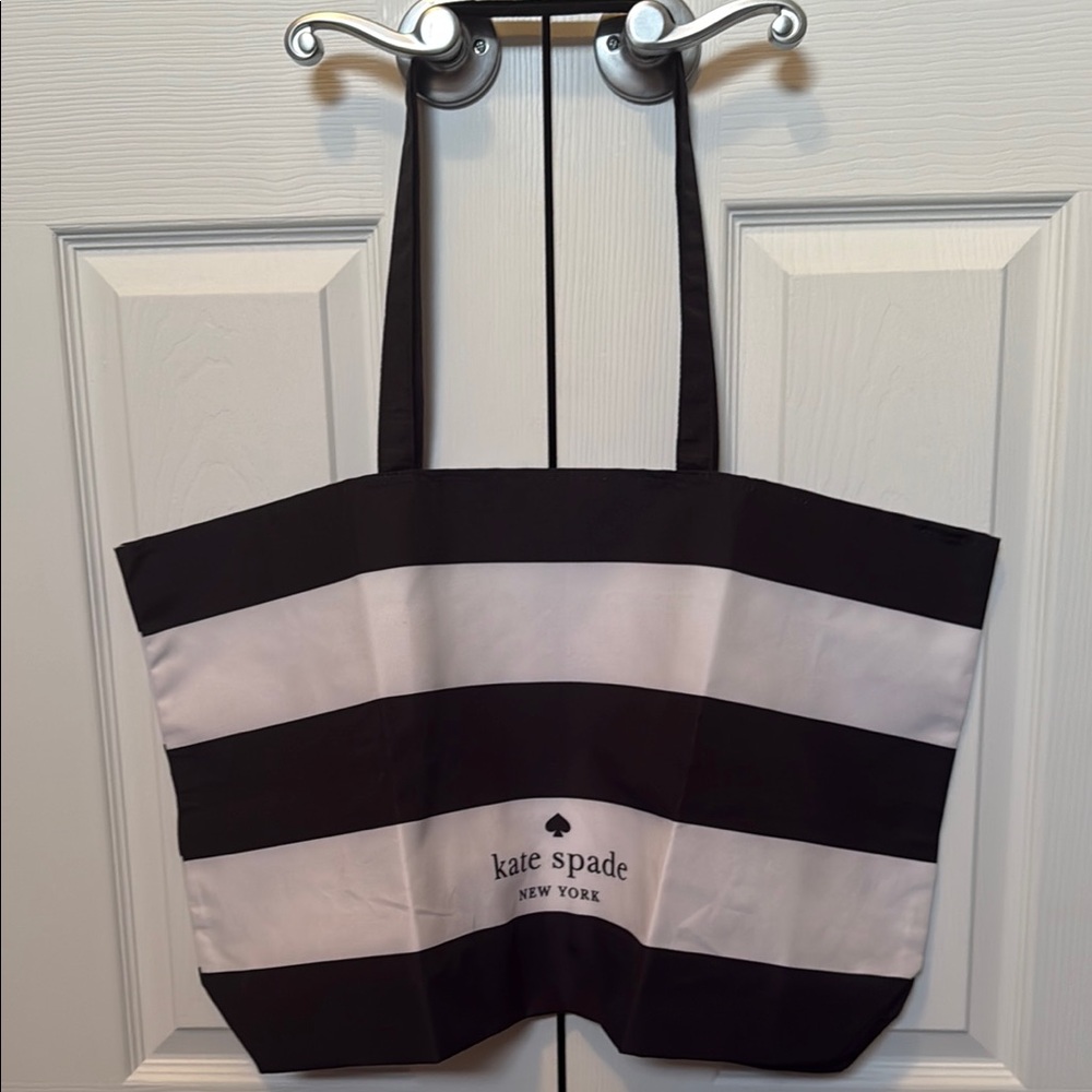 Kate Spade Black and White Striped Tote Bag